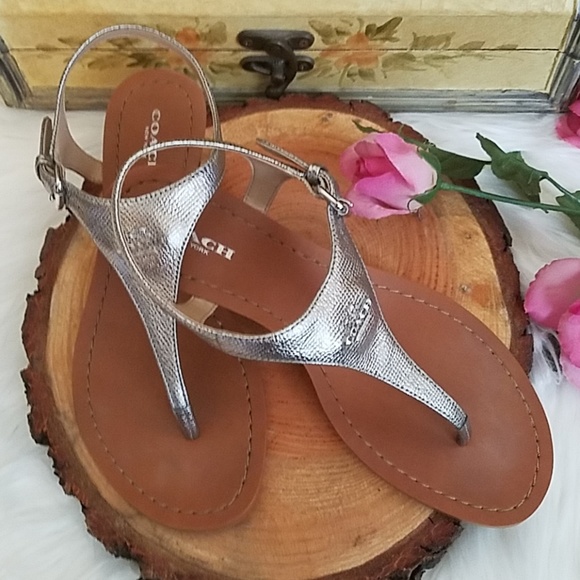 Coach Shoes - COACH SILVER SANDALS LIKE NEW